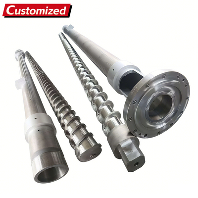 Un buen precio. Diámetro personalizado 55 Barril de tornillo para la máquina de extrusión para PP HDPE PPS LDPE materiales nitridados o tratamiento bimetálico máquina de plástico en línea