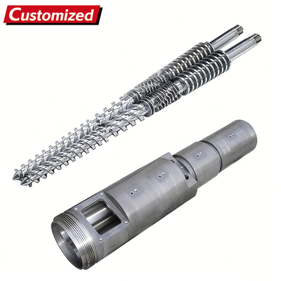 Un buen precio. Juego personalizado de husillo y cilindro cónico de doble tornillo y doble tornillo para extrusora de plástico con capa de cromo duro para galvanoplastia en línea